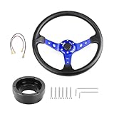 に適合する ロジテック G29 G920 G923 350mm 14インチ オートスポーツ ドリフト ステアリング ホイール アダプター プレート 70mm PCD 付き(青と黒)