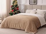 Picture of Sherpa Blankets Queen Size - Fleece Queen Blanket for Bed, Soft and Warm Throw Blanket for Winter, 90" x 90", Khaki
