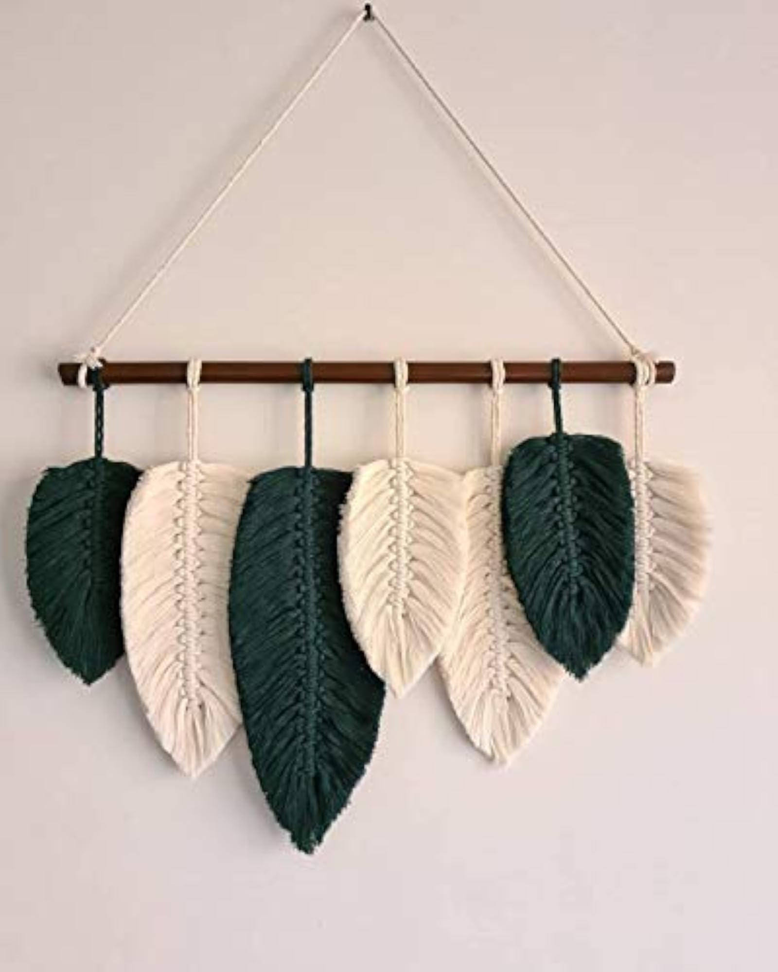 Cotton Feather Macrame Crochet Wall Hanging, Boho Decor