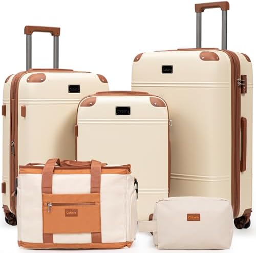 Expandable Luggage Sets 5 Piece with Detachable Spinner Wheels an...
