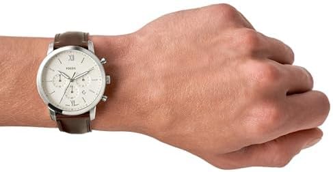 Fossil Men's Watch, Neutra Quartz Stainless Steel and Chronograph Leather Watch for Men, Color: Silver, Brown - 2