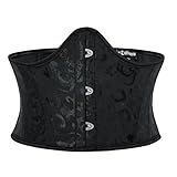 Scarlet Darkness Renaissance Corset Belt for Women Medieval Vintage Boned Underbust Bustier Top Black Jacquard 10