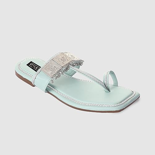 Image of Kolhapuri Ethnic Flats for Women Leather Chappal Stylish Ladies Casual Rajasthani Chappal Banjara Style