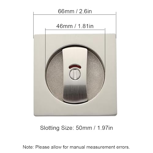 Cerradura deslizante cuadrada para puerta de bolsillo con indicadores codificados por color, diseño de pestillo de gancho doble de aleación de zinc, seguridad para puertas de oficina y hogar (Negro) miniatura 2