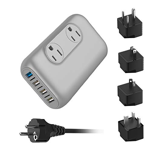 220V/240V to 110V/120V Step Down 230W Voltage Converter and International Travel Adapter Combo for Hair Straightener Flat Iron, Hair Curler, CPAP, Toothbrush, Xbox - [Use USA Electronics Overseas]