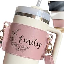 Custom Water Bottle Holder with Strap for 40/30oz Personalized Adjustable Carrying Strap with Name for Hiking Travelling Camping