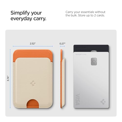 Image of Caseology by Spigen for MagSafe Wallet, Holds 2 Cards, NanoPop MagFit | For iPhone 17 /16 /15 /14 /13 /12, Pixel 10 Series, Magnetic Cases, Pixelsnap & More - Orange Beige