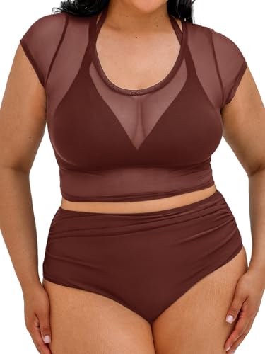 Maillot de bain grande taille chic en maille transparente pour vos après-midis piscine