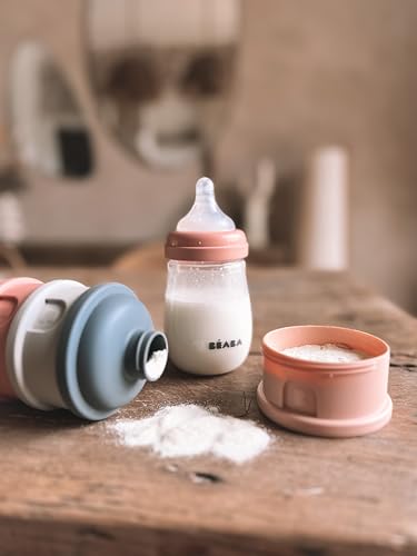 Image of BEABA Formula and Snack Container, Baby Formula Dispenser, Toddler Baby Snack Storage Container, Holds up to 11 Doses of Milk Powder Per Compartment, Made in France, Rose