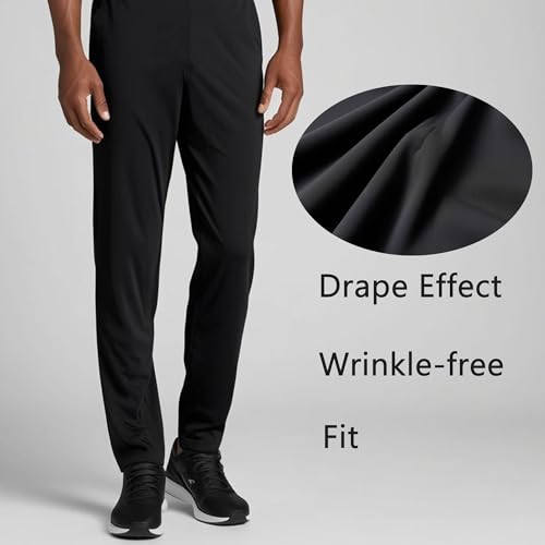 frueo 2 Pack Men’s Tracksuit Bottoms with Zipper Pockets Black Grey XL - Image 2