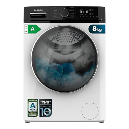 Cecotec Lavadora de Carga Frontal 8 Kg Bolero Dresscode 8610 Inverter A, 8 Kg de Capacidad, 1400 Rpm, Clase A, Función Con Vapor, Motor Inverter Plus, 15 Programas, Optimiza Nivel de Agua y Lavado Cecotec Lavadora de Carga Frontal 8 Kg Bolero Dresscode 8610 Inverter A, 8 Kg de Capacidad, 1400 Rpm, Clase A, Función Con Vapor, Motor Inverter Plus, 15 Programas, Optimiza Nivel de Agua y Lavado