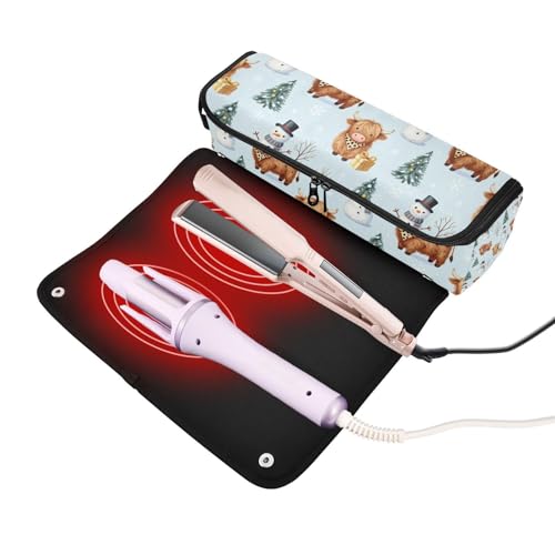 Bolsa para herramientas de cabello y tapete resistente al calor con cierre - Organizador para planchas, rizadores y más, portátil para viaje miniatura 2
