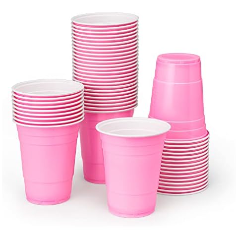 xo, Fetti Pink Plastic Cups - 50 Matte Disposable Cups Cover