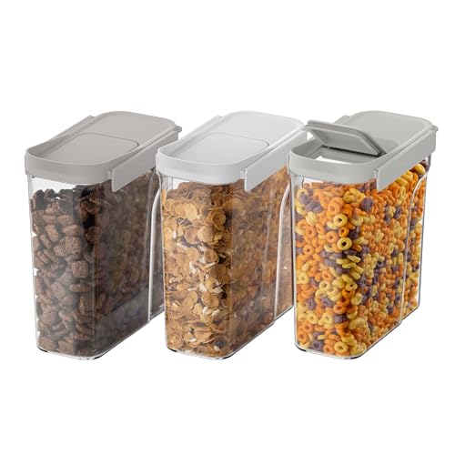 Bentgo Pantry - 6-Piece Airtight Cereal Containers, Easy Push & Pour Lid, Stackable & Clear BPA-Free Storage, Locking Lids for Freshness – Ideal for Kitchen & Pantry Organization (White Stone)
