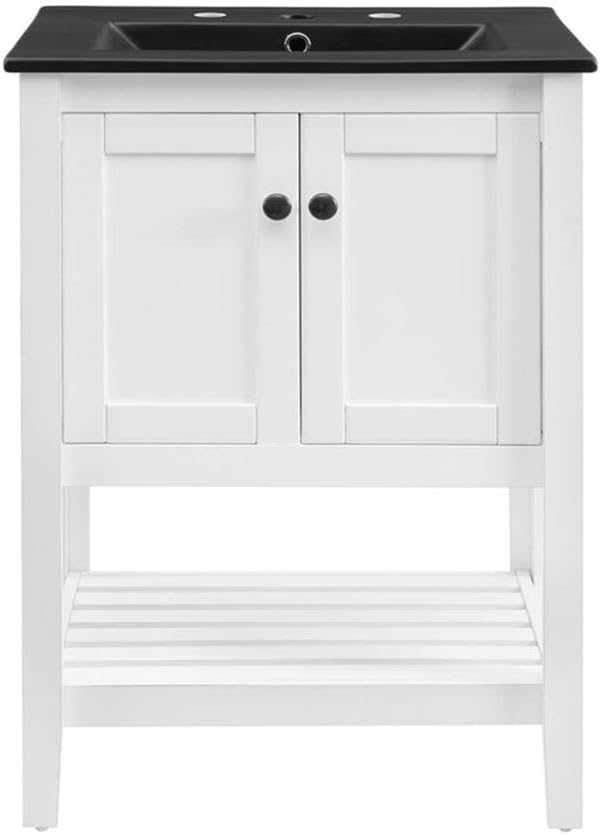 Modway Prestige 24" Bathroom Vanity with Sink in White Black
