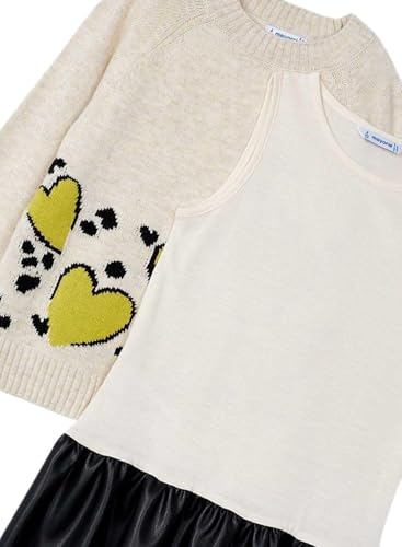 Mayoral Vestito Combinato Tricot Per Bambine E Ragazze Beige 7 Anni (122Cm) - 3