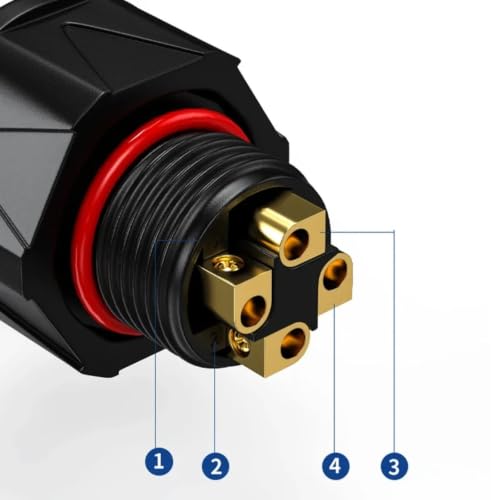 Conector de cable industrial M19 4P de 20A sin soldadura y a tornillo 7