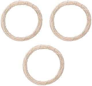 RNSUNH 3Pcs Natural Grapevine Wreathes Rattan Vine Branch Wreath Hoop DIY Crafts Base for Front Door Wall Hanging Christmas Wedding Decor,(12inch creamy-white)