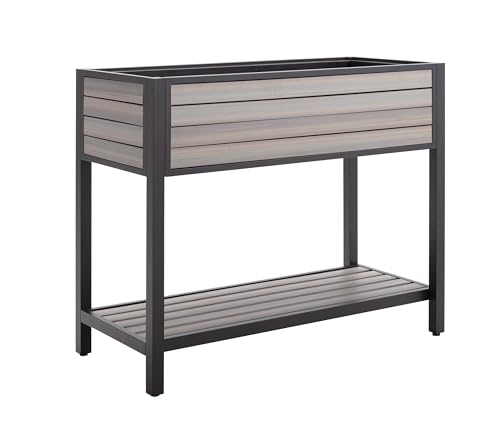 Dehner Hochbeet Houston, schmales Balkonhochbeet, 115 x 93 x 52 cm, Volumen 120 l, Kunststoff/Aluminium, grau