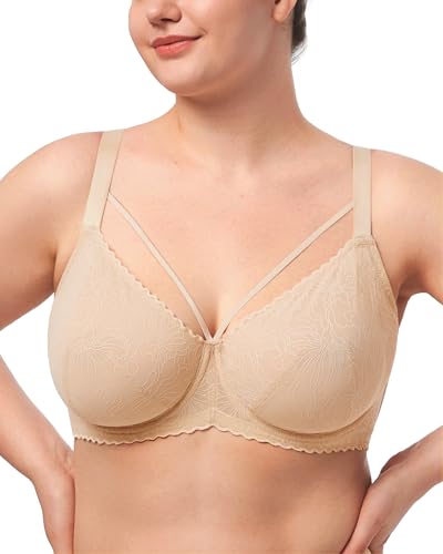 Image of HSIA Minimizer Bras for Women Full Coverage, Unlined Lace Sexy Plus Size Underwire Bra for Large Breasts