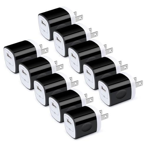 Wall Charger Cube, USB Plugs 10Pack, HOOTEK 1A/5V Single Port USB Charger Wall Plug Fast Charging Block Cube Box Adapter for iPhone 15/14/13/12 Pro Max/11/XS/XR/X/8 Plus/SE,Samsung Galaxy,LG,HTC,Moto