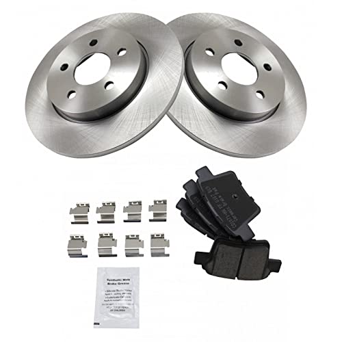 Image of TRQ Rear Brake Pad and Rotor Set Ceramic Solid Rotors