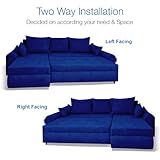COMFATRA London sofa bed with storage, Left & Right Hand Facing L shaped sofa, Easily Convertible Sleeper sofas & couches, Pull-Out Sleeper corner sofa ((Blue) - Image 9