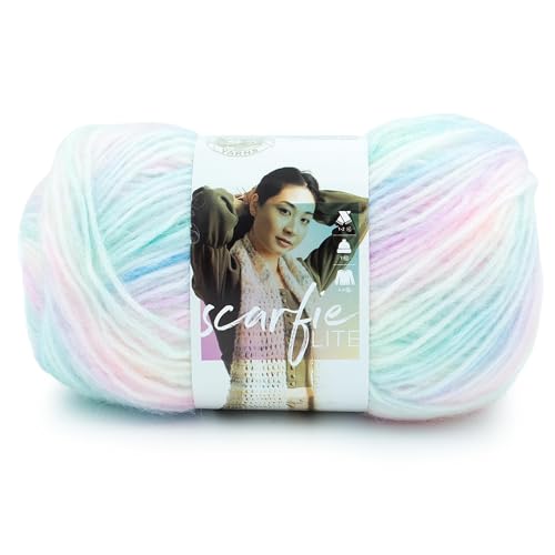 Image of Lion Brand Yarn Scarfie Lite, Ombre Yarn for Knitting, Seaglass, 1 Pack | Worsted Weight Acrylic Blend Knit & Crochet Fiber for Self-Striping Scarves, Colorful Cardigans, Chunky Blankets, Pastel Hats