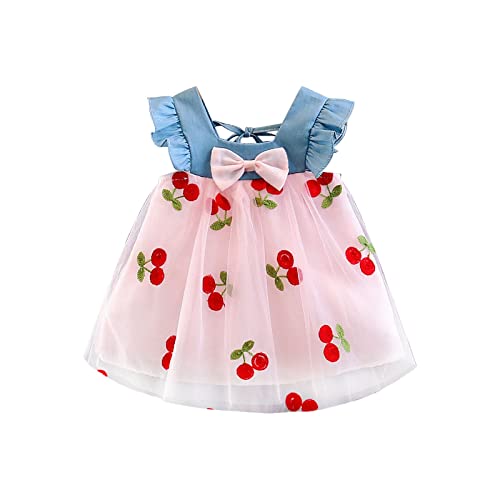 Summer Dress Toddler Baby Girl Strap Floral A Line Dress Sleeveless Beach Butterfly Sundress for Toddler Girl Birthday