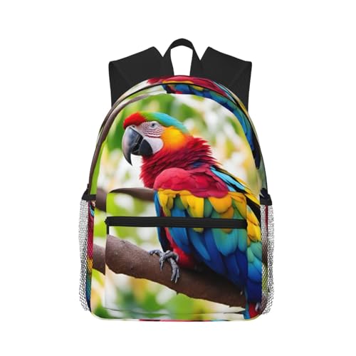 Sac à dos voyage plumes de perroquet noir en taille unique polyvalent pour adulte et enfant
