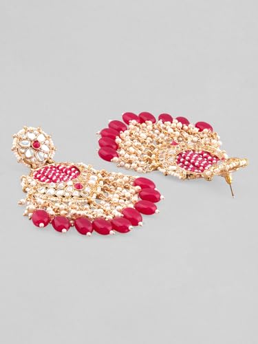 Image of Rubans Chandelier Earrings Kundan Pearl Traditional Jewellery Wedding Festive Gift for Women & Girls