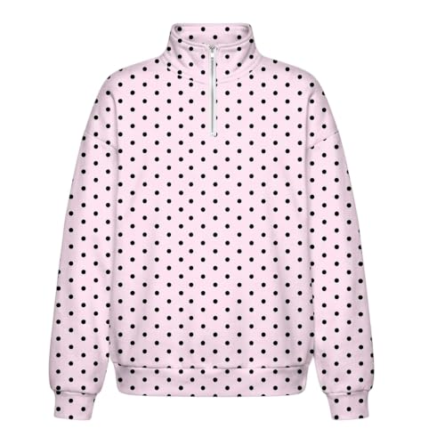 Polka Dot Sweatshirt for Women Quarter Zip Mock Neck Fall Sweatshirts - image 6