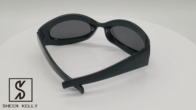 Amazon.com: SHEEN KELLY Trendy Polarized Oval Sunglasses for  display picture 3