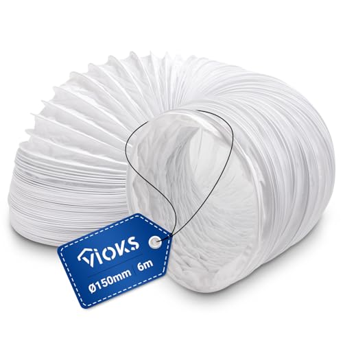 VIOKS Abluftrohr 150mm 6 Meter Weiß aus PVC - Abluftschlauch Dunstabzugshaube Trockner Abluftschlauch Klima Schlauch Verlängerung - Dunstabzugshaube...