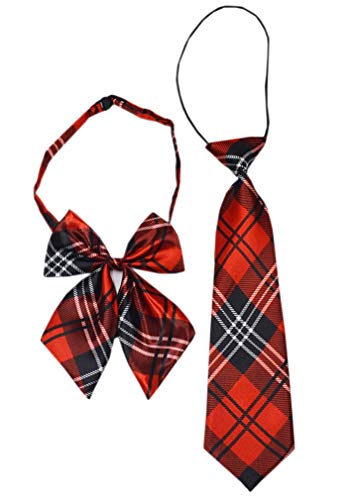X&F Boys' and Girls Pre-tied Neck Strap Tie Bowtie Set Junior School Neckties Set-3