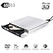 Produktbild YKSBOOT Externes optisches 4K-Bluray-Laufwerk, Blu-ray 3D 2.0-USB-Player BD-RE-Brenner-Recorder DVD +/- RW/RAM-Laufwerke für PC Windows7 / 8/10,Silber