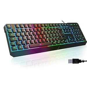 KLIM Chroma Gaming Tastatur QWERTZ DEUTSCH mit Kabel USB – NEU 2024 – Langlebig, Ergonomisch, Wasserdicht, Leise Tasten – RGB Gamer Tastatur für PC Mac Xbox One X PS4 Tastatur – Schwarz