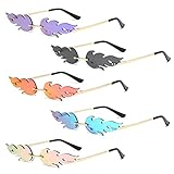 JOLIGAEA Gafas de Sol de Llama, 5 Piezas Gafas Sin Marco, Gafas de Sol de Fuego, Gafas de Fiesta Novedosas para Mujer Hombre, para Carnaval, Cumpleaños, Graduaciones, Bodas y Fiestas