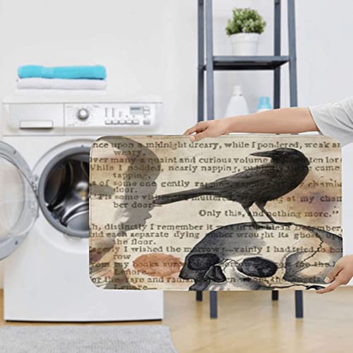 Edgar Allan Poe The Raven Skull 3-teiliges waschbares Badezimmerteppich-Set beinhaltet Badteppich, Konturmatte und WC-Deckelbezug, superweiche Mikrofaser-Badteppiche mit Gummi-Rückseite, solide – Bild 8