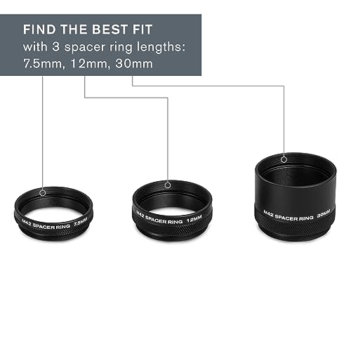 Celestron 93618 M42 Spacer Kit - Includes 7.5mm, 12mm and 30mm Spacer Rings to Adjust Back-Focus Between Camera and Telescope, Black - Image 3