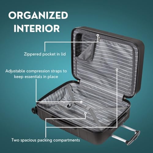 skyway epic 20 hardside lightweight and durable abs shell luggage spacious with dual spinning wheels comfort grip men and women 28-inch large check-in midnight