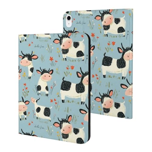Coque iPad A16 11 2025 motif vache fleurie pour étudier et travailler à la maison