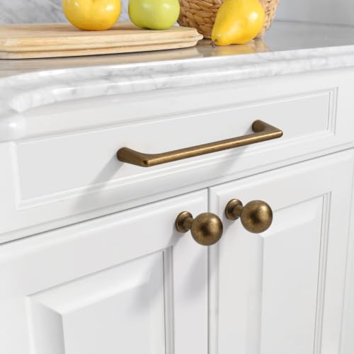 Image of Asidrama 6 Pack 5 Inch(128mm) Antique Brass Cabinet Pulls Vintage Retro Cabinet Handles Cupboard Handles Kitchen Cabinet Hardware for Cupboard Drawer Pulls