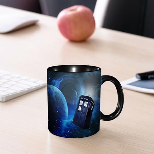 Image of EMCLKS Funny Coffee Mug for Dad,Grandad & Men 11oz Ceramic Premium Mugs - Father’s Day Gift | Novelty Ceramic Coffee Cup | The Tardis Drifts A Police Box Among Stars