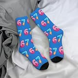 67 Socks Meme Funny 6 7 Socks Novelty Design for Girls Boys Women Men (Ice Cream Blue M)