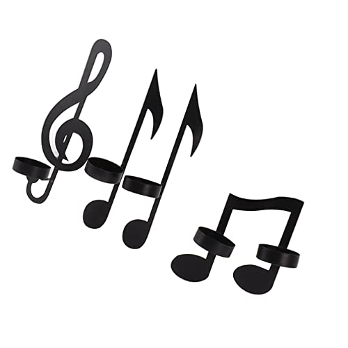 Okuyonic Portavelas de Pared con Notas Musicales, Exquisito Candelabro de Pared con Notas Musicales Negras Llamativas para Bodas para Aromaterapia Decoración Cotidiana