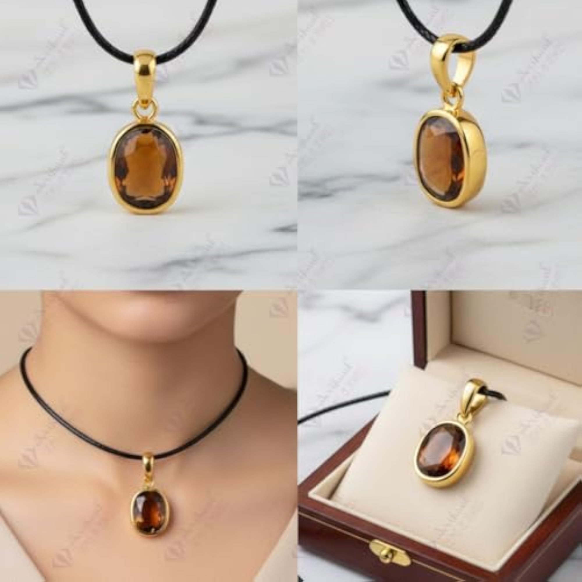 Hessonite Garnet Pendant with Panchdhatu, Unisex Design