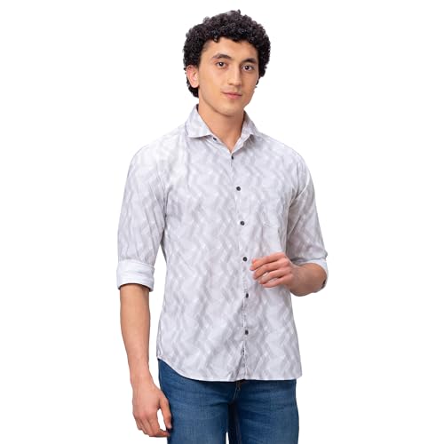 Image of Park Avenue Men's Slim Fit Pure Cotton Full Sleeve Cutaway Collar Solid Pattern Blue Casual Shirt