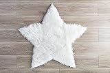 Machine Washable Faux Sheepskin White Star Rug 3' x 3' - Soft and Silky - Perfect for Baby's Room, Nursery, playroom (Star Large White)