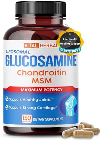 VITAL HERBAL Liposomal Glucosamine with Chondroitin, MSM- Maximum Potency- Support Joints, Cartilage- Made in The USA